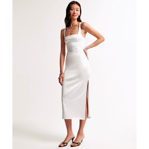 Abercrombie & Fitch Dresses & Skirts - Abercrombie‎ & Fitch Women's Sculpting Stretch Satin Midi Dress Sz M NWT